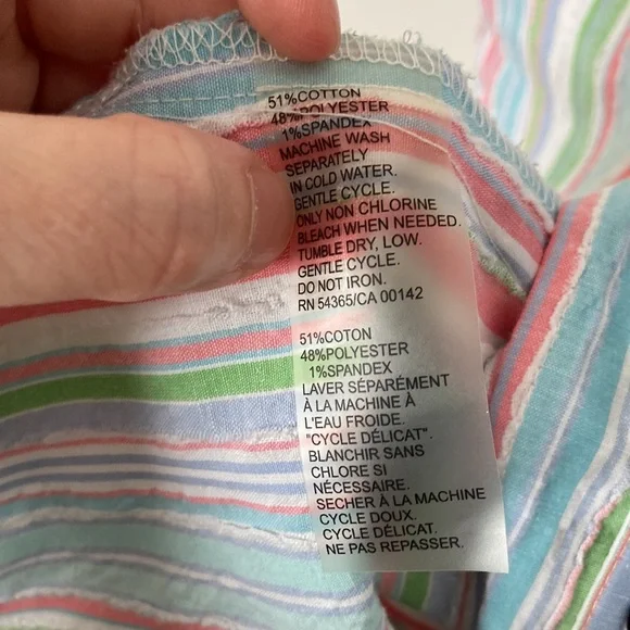 Allison Daley blouse, pastel stripes, size small petite - Picture 6 of 6